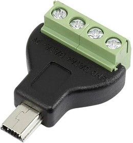 CLB-JL-8142, Разъем USB, End W/Terminals, Mini USB Типа B, Штекер, 4 вывод(-ов), Монтаж на Кабель, Вертикальный