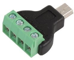 CLB-JL-8142, Разъем USB, End W/Terminals, Mini USB Типа B, Штекер, 4 вывод(-ов), Монтаж на Кабель, Вертикальный