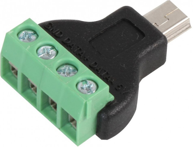 CLB-JL-8142, Разъем USB, End W/Terminals, Mini USB Типа B, Штекер, 4 вывод(-ов), Монтаж на Кабель, Вертикальный