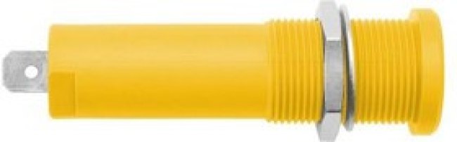 HSEB 3125 L Ni / GE, Yellow Female Banana Plug Tab 1kV HSEB 3125 L Ni / GE, Yellow Female Banana Plug Tab 1kV