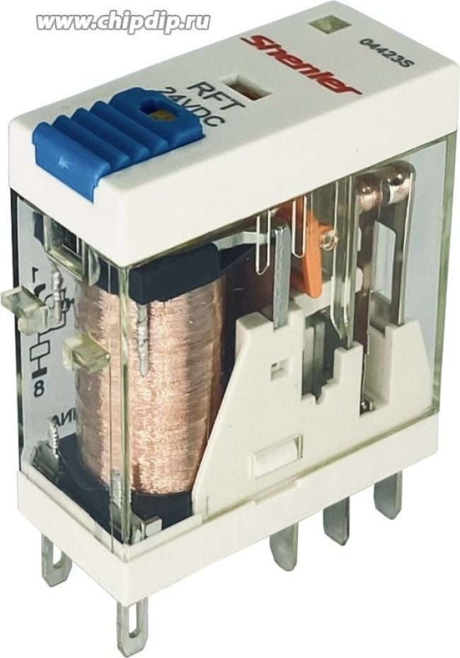 RFT2CO024LT, Реле 2пер. 24VDC, 8A/240VAC со светодиодом и тест. кнопкой