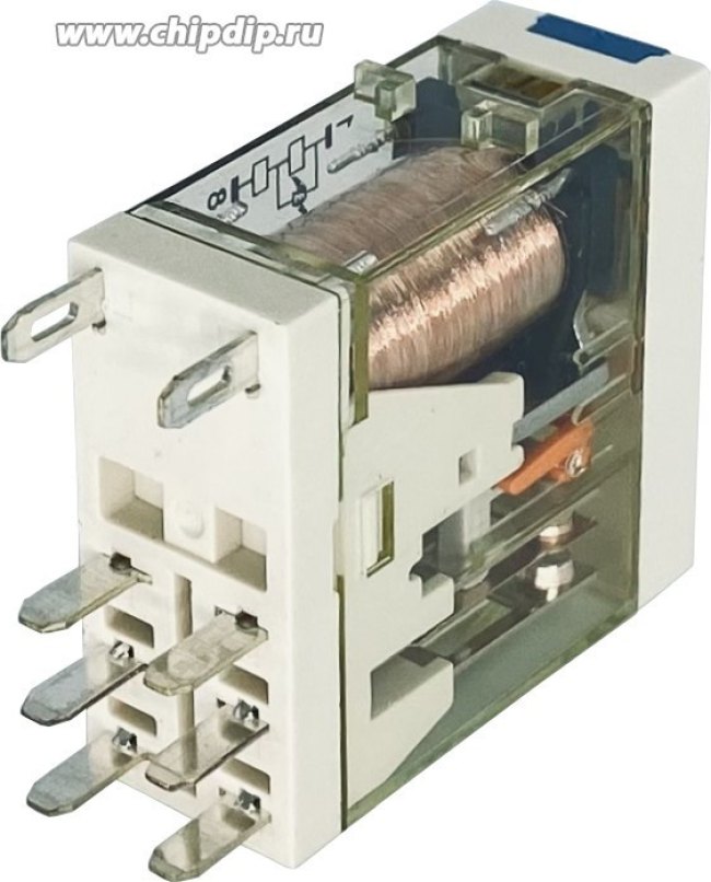 RFT2CO024LT, Реле 2пер. 24VDC, 8A/240VAC со светодиодом и тест. кнопкой