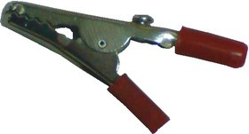 AG-029, Зажим "Крокодил" с изолятором красный, 10А, 51мм