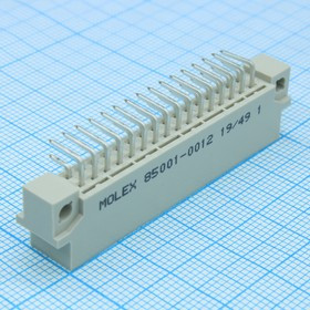 850010012, Соединитель DIN 41612 вилка 32 контакта шаг 2.54мм угловой монтаж в отверстие пакет