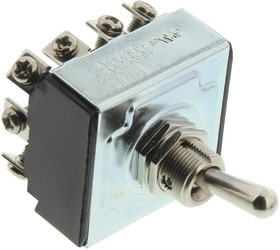 MCR13-44B-06, Рычажный переключатель, Вкл.-Вкл., 4PDT, Без Подсветки, Панель, 16 А