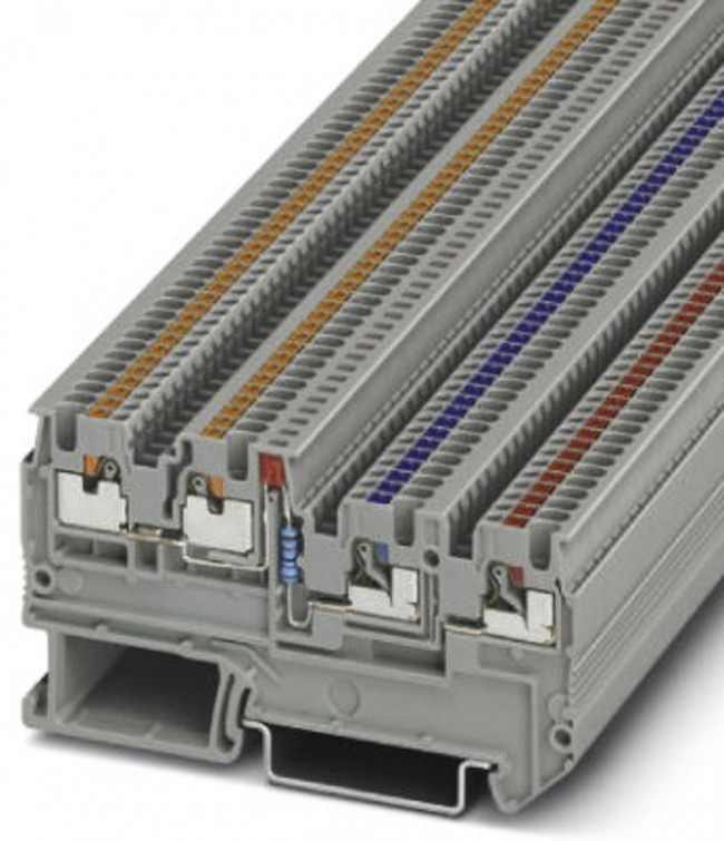 3244423, DIN Rail Terminal Blocks Sens/Act Term Block 26-14 AWG, Push-In