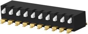 EDSP10SGLFNTR04, DIP / SIP переключатель, длинный, 10 схем(-а), Клавиша, SMD (Поверхностный Монтаж), SPST, 24 В