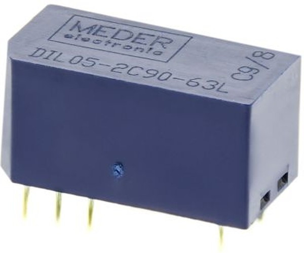 DIL05-2C90-63L, PCB Mount Reed Relay, 5V dc Coil, DPDT, 175V dc Max, 0.25 A Max, 150