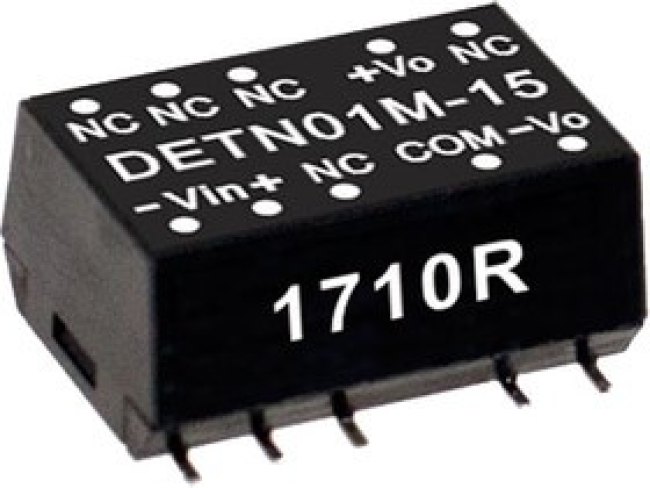 DETN01L-15, Преобразователь DC/DC, 1Вт, Uвх 4,5-5,5В, Uвых 15ВDC, Iвых 34мА DETN01L-15, Преобразователь DC/DC, 1Вт, Uвх 4,5-5,5В, Uвых 15ВDC, Iвых 34мА