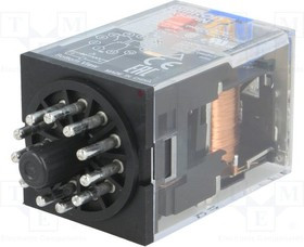 MKS3PIN-D-24DC, Реле электромагнитное, 3PDT, Uобмотки 24ВDC, 10A/250ВAC, 10А