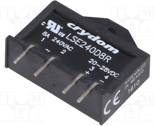 LSE240D8R, Реле: полупроводниковое, Uупр: 20-28ВDC, 8А, 24-280ВAC, THT, SIP LSE240D8R, Реле: полупроводниковое, Uупр: 20-28ВDC, 8А, 24-280ВAC, THT, SIP