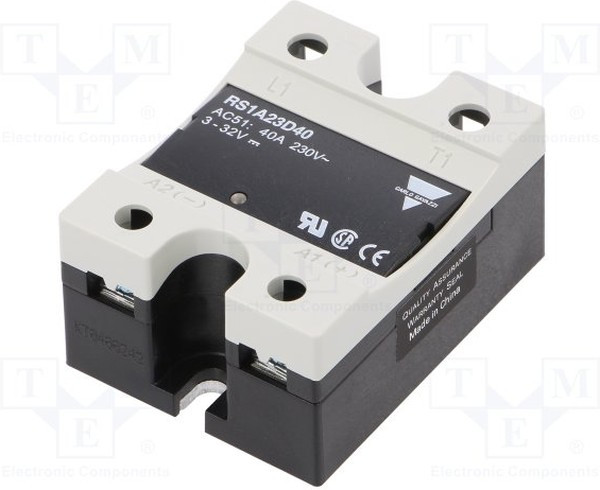 RS1A23D40, Реле: полупроводниковое, Uупр: 3-32ВDC, 40А, 42-265ВAC, -40-80°C RS1A23D40, Реле: полупроводниковое, Uупр: 3-32ВDC, 40А, 42-265ВAC, -40-80°C