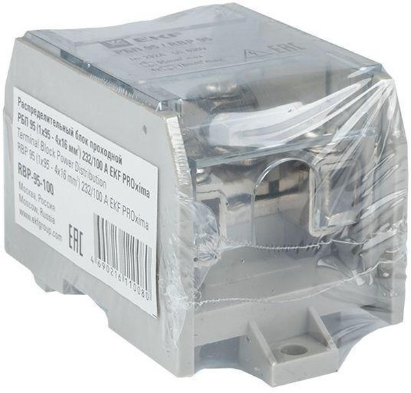 Блок распределительный проходной РБП 95 (1х95-4х16кв.мм) 232/100А PROxima EKF RBP-95-100 Блок распределительный проходной РБП 95 (1х95-4х16кв.мм) 232/100А PROxima EKF RBP-95-100