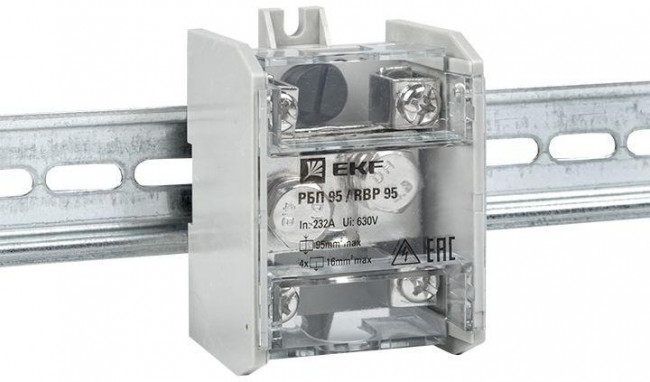 Блок распределительный проходной РБП 95 (1х95-4х16кв.мм) 232/100А PROxima EKF RBP-95-100 Блок распределительный проходной РБП 95 (1х95-4х16кв.мм) 232/100А PROxima EKF RBP-95-100