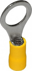 Клемма типа "O" изолированная,жёлтая, диаметр 10.5мм, сечение кабеля 4.0-6.0мм,Cu луженая, обжимная, ПВХ; №1207 Y клемма"O" d10,5\0,8\S4,0-6