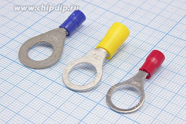 Клемма типа "O" изолированная,жёлтая, диаметр 10.5мм, сечение кабеля 4.0-6.0мм,Cu луженая, обжимная, ПВХ; №1207 Y клемма"O" d10,5\0,8\S4,0-6