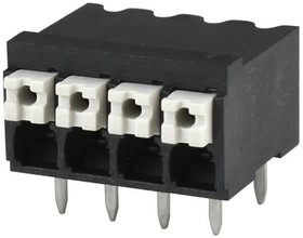 TBLH10-350-04BK, Fixed Terminal Blocks Terminal block, screwless, High Temp, 3.5, Horizontal, 4, Black w Gray Button