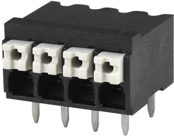 TBLH10-350-04BK, Fixed Terminal Blocks Terminal block, screwless, High Temp, 3.5, Horizontal, 4, Black w Gray Button