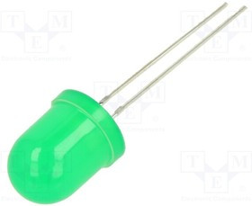 1003GD2R-1B, LED; 10mm; yellow green; 45mcd; 60°; Front: convex; 1.6?2.4V