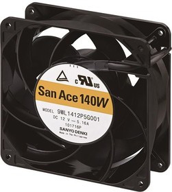 9WL1412P5S001, DC Fans Fan, 140x140x51mm, 12VDC, Splash/Dust Proof, 100Khr, Ribless, Tach/PWM, IP68