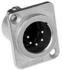 AC5MDZ BULK, XLR Connectors 5 Pole XLR Male Chassis Mount D Type Machined Contacts Nickel Finish