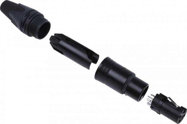 NC3FXX-BAG, XLR Connectors 3P FEM BLACK HOUSE SILVER CONTACTS
