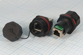 Гнездо телефонное 8P8C герметичный переход, на панель, RJ45F71