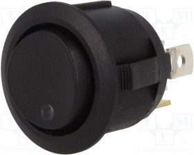 R13-112DL-02-BNGR, ROCKER; SP3T; Pos: 3; ON-OFF-ON; 20A/14VDC; black; LED,point; 14V