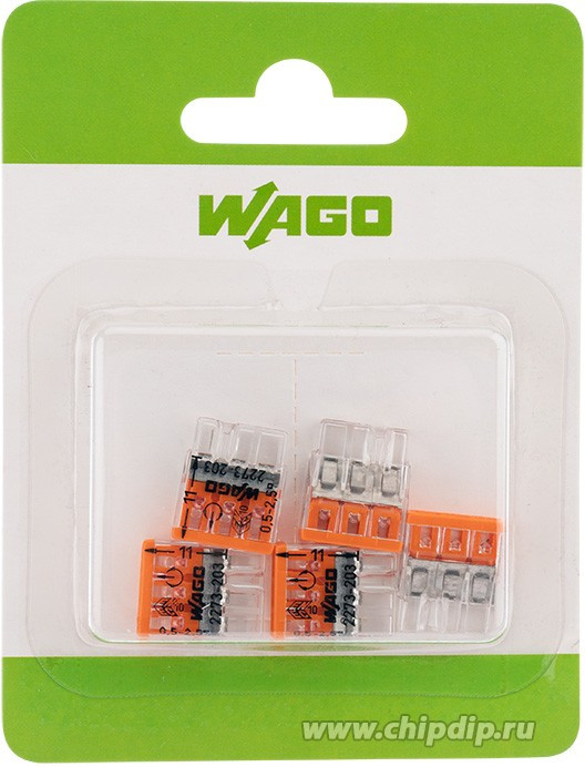 07-5132-05, 2273-203 Экcпресс-клемма, 3-проводная до 2,5 мм², (5 шт/уп)