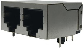 A00-216-262-450, Modular Connectors / Ethernet Connectors 2 PORT RT ANGLE SHIELD GOLD FLASH