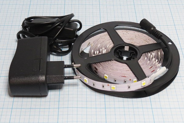 Светодиодный комплект, 220В, белый, 7,2Вт/м, SMD5050, IP20, 5м; №14705Б СДЛ\комплект\220В\бел\ 7,2Вт/м\SMD5050\IP20\\5м\