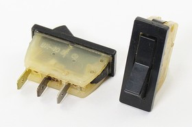 Переключатель клавишный, контакты 3T, 12В, ON-OFF-ON, подсветка черная, ВК-408