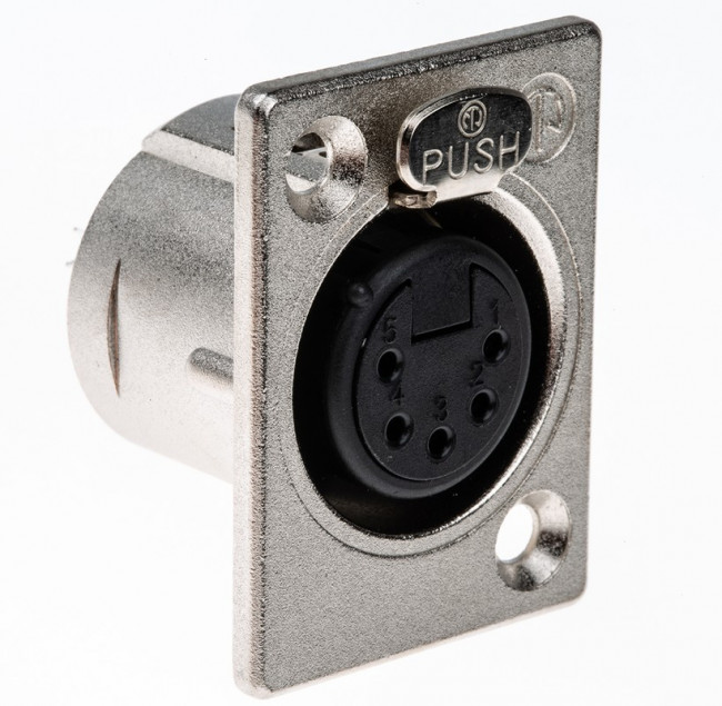 NC5FP-1, XLR Connectors 5C FEMALE NICKEL SILVER CONTACTS