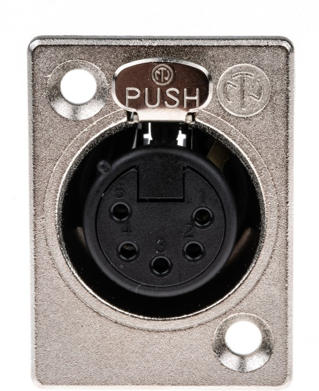 NC5FP-1, XLR Connectors 5C FEMALE NICKEL SILVER CONTACTS