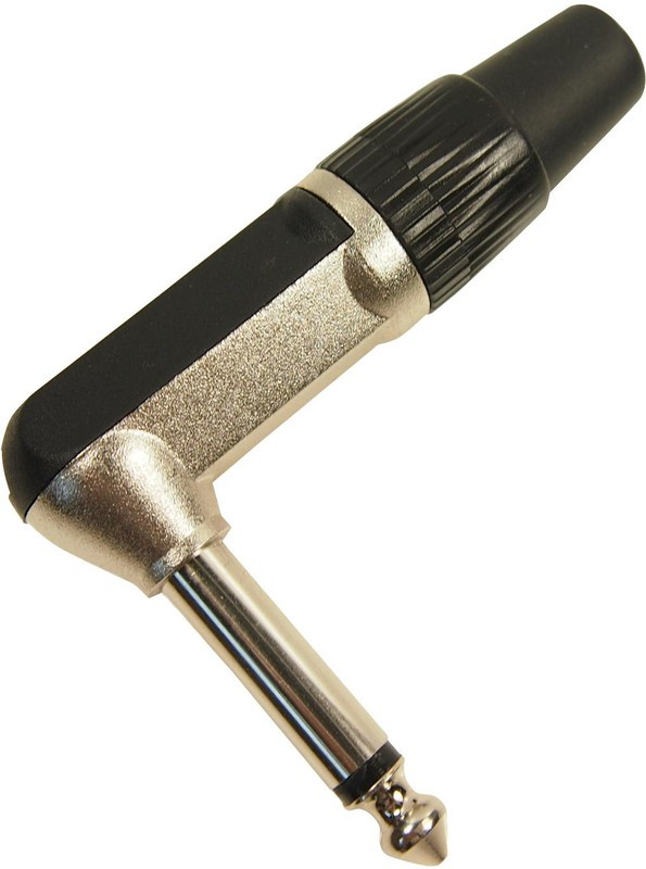 FM1088, Вилка, Jack 6,3мм, "папа", mono, Кол-во полюс: 2, угловой 90°