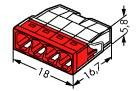 Wago клеммы для одножильных проводников; макс. 2,5 мм²; 4-проводн.; прозрачный корпус; красная крышка Wago клеммы для одножильных проводников; макс. 2,5 мм²; 4-проводн.; прозрачный корпус; красная крышка