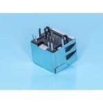 TJ18-L8P8C-5, Разъем на плату 8P8C/RJ-45 , 2 светодиода (красн.-зел) , экран (тип 18)