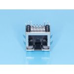 TJ18-L8P8C-5, Разъем на плату 8P8C/RJ-45 , 2 светодиода (красн.-зел) , экран (тип 18)