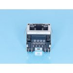 TJ18-L8P8C-5, Разъем на плату 8P8C/RJ-45 , 2 светодиода (красн.-зел) , экран (тип 18)