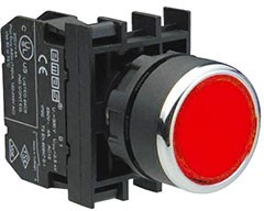 B200DK, Кнопка нажимная круглая красная, 1НЗ, серия B, 250 В AC, 4 А