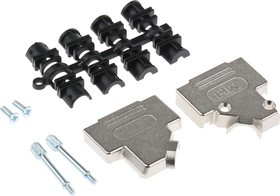 D45ZK15-K, MHD45ZK Series Zinc Angled D Sub Backshell, 15 Way, Strain Relief