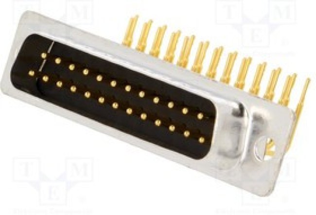 MHDD25M-T-B-MRBM, Разъем D-Sub; PIN: 25; гнездо; "папа"; на PCB; угл
