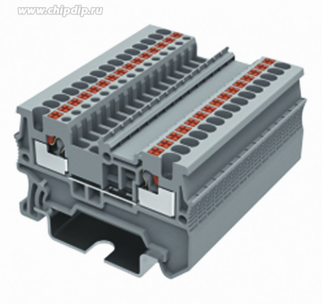 TP1.5-2-GY, Клемма на DIN-рейку 1.5 мм2 Push-in 2 конт. проходн. сер.