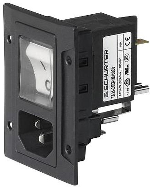 3-108-463, AC Power Entry Modules 2 POLE SCRW FRNT MNT SIDE FLNGE BK AND WH