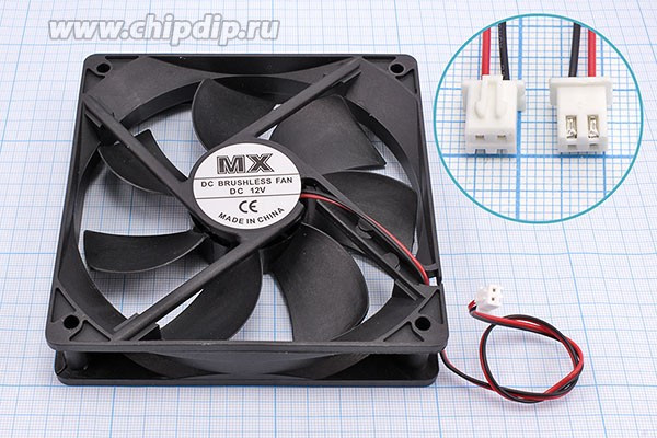 Вентилятор 12 Вольт, 120x120x25мм, подшипник скольжения, 2500об/мин; №ВН342S вент 120x120x25\ 12В\0,46А\2L+H\ПС\ FBDCF12025D12HS