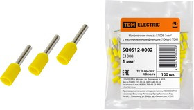 Наконечник-гильза Е1008 1мм2 с изолированным фланцем (100шт) TDM Наконечник-гильза Е1008 1мм2 с изолированным фланцем (100шт) TDM