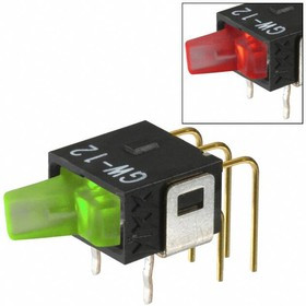 GW12LJHCF, Rocker Switches SPDT ON-ON 0.4VA RED/GRN VERTICAL PC