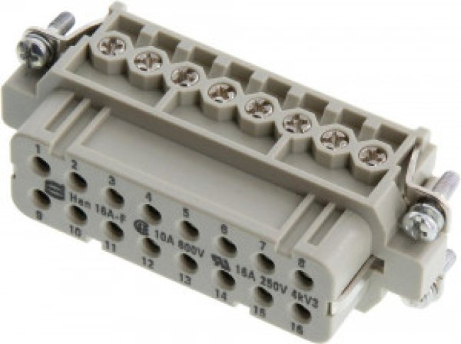 09200162814, Heavy Duty Power Connectors Han A16 Pos F Insert Screw w/Wire Prot