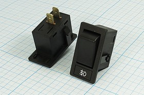 Кнопка противотуманной фары без подсветки 12В/20А; №10464B ПКлА/М\12\20\ON-OFF\\чер\ чер\\2T\\Пр/туман/фара