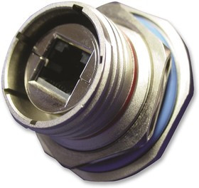 RJFTV7PE1N, Адаптер в линию, Jam Nut, RJ45, RJ45, Переходник, Встраиваемый в Линию, RJFTV, Гнездо, 8 вывод(-ов)